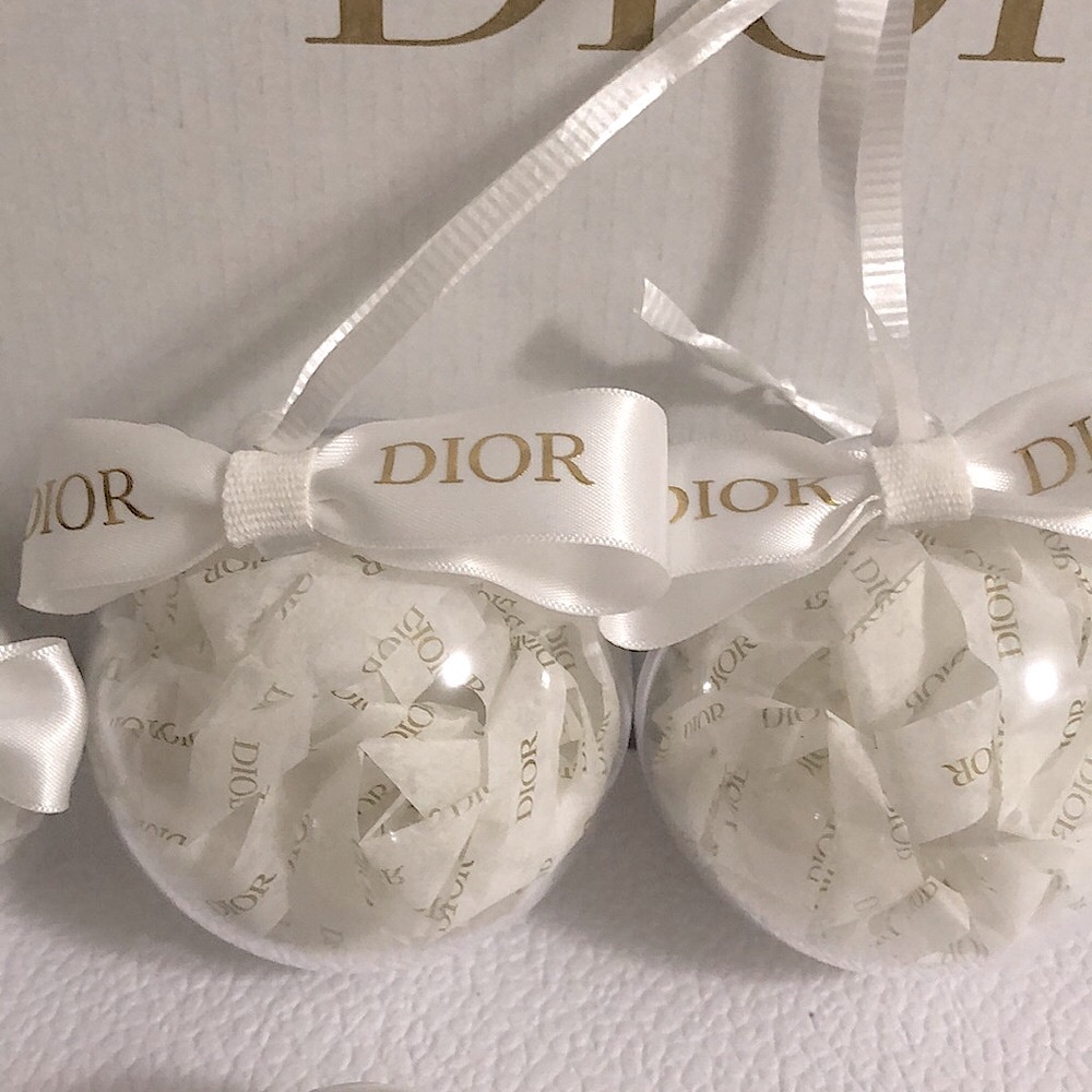 Dior Christmas Ornaments - Set of 5 mixed sizes plastic ornaments